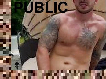 Hot onlyfans daddy jerks off by public pool