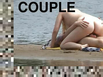 Couple fucking while voyeur watches