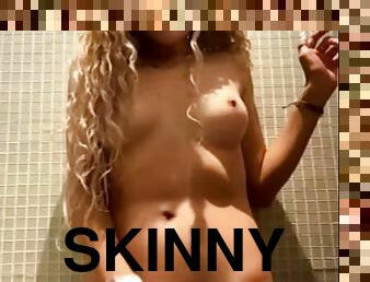 bading, skinny, squirt, blond, vakker, dusj