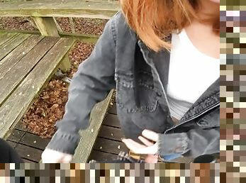 Friend makes me cum in public park