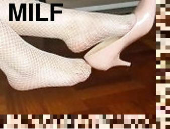 milf, latina, picioare, ciorapi, alb, dominare, femdom, atata