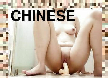 asien, masturbieren, creampie, wc, nette, schön, gefangen, chinesin