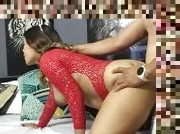 fucking huge latina ass in red lingerie doggy style