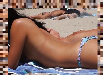 magre, videocamera, spiaggia, voyeur, bikini, minuscole, tettine