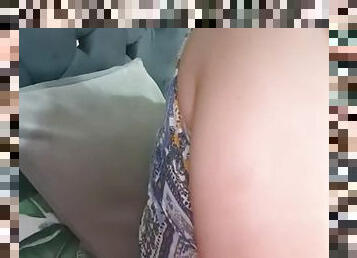 Step mom in bed with step son on her lap