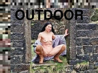 Nude outdoor in abandoned place
