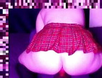 Egirl in mini skirt fucking bad dragon dildo, fantasy toy, 0F same username