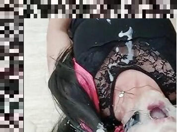 Sissy drowned in fake sperm