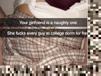 Cheating college girl fucked roughly in student dorm on Snapchat