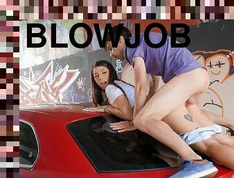 sayang, blowjob-seks-dengan-mengisap-penis, mobil, normal, oral-melalui-mulut