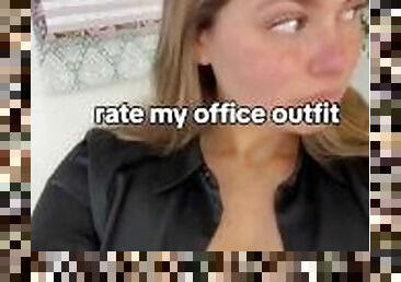 Secretary got secretly naked while doing office outfit check