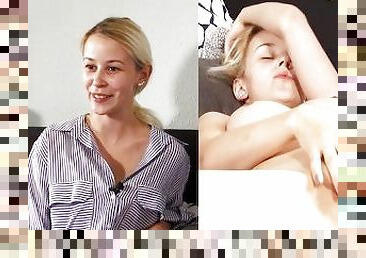 Ersties - Die 24-jährige Blondine Jenny verwöhnt ihre rasierte Muschi
