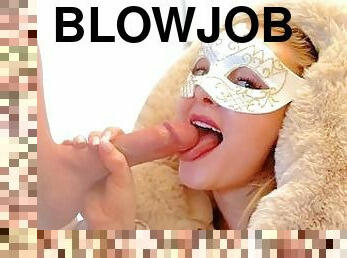 blowjob-seks-dengan-mengisap-penis, buatan-rumah, pasangan, menelan, pacar-perempuan, sperma, berambut-pirang, sempurna