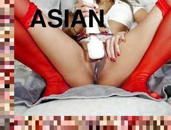 asiatisk, onani, orgasme, pussy, skolejente, squirt, amatør, lesbisk, leke, japansk