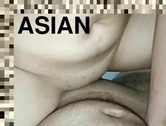 asiatisk, store-patter, teenager, creampie, synsvinkel, fillipinsk, små-patter