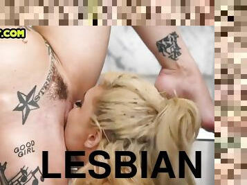 Greedy 19 year old lesbians with small tits lick wet pussies in 69 position