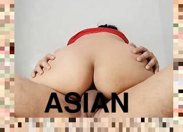 asiatisk, rumpe, store-pupper, pussy, amatør, babes, leke, hardcore, creampie, knulling-fucking