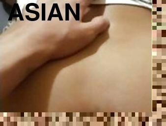 asiatisk, rumpe, doggy, amatør, tenåring, creampie, thai, cum, virkelig, asiatisk-tenåring