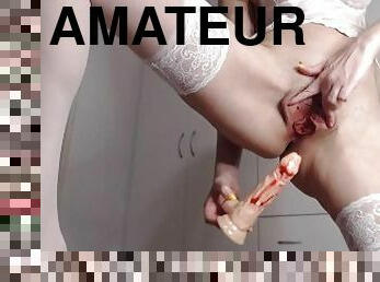 Period Masturbation, DIRTY PANTIES, Girl On Period, BIG DILDO in Pussy