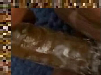 Ebony BBW Solo Masturbation While Creaming On Dildo