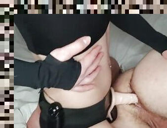 mayor, arnés, amateur, anal, hardcore, sadomasoquismo, europeo, euro, vieja, bondage