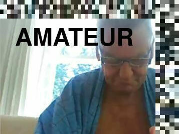 Stroke grandfather and sucking dildo