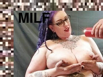 BBW milf gets Candle wax on my big pierced tits