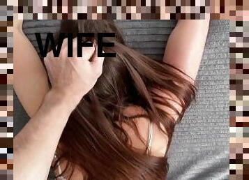 Depraved wife after work, sucks dick, fucks hard and gets cum on a big ass