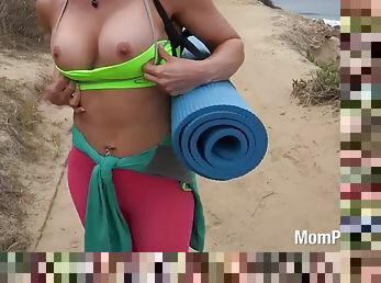 Fitness pro does nude yoga on beach