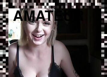 Amateur homemade POV blowjob & sex with busty blonde PAWG
