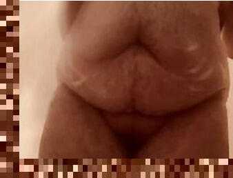 Chubby Hairy Transguy Takes a Shower and Shows Off For You