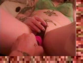 Hot tatted girl cums so hard she can’t stop shaking