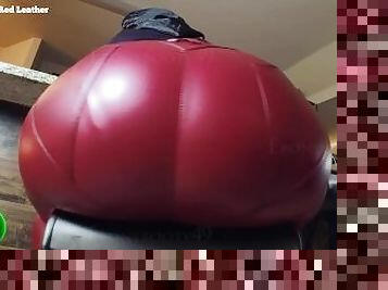 Big Leather Booty farting on Stool