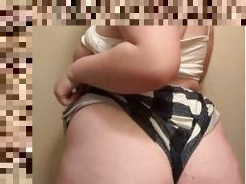 PAWG in cute pjs almost caught twerking