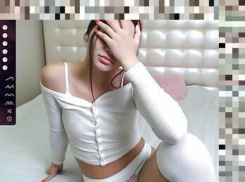 Cam girl in white stockings