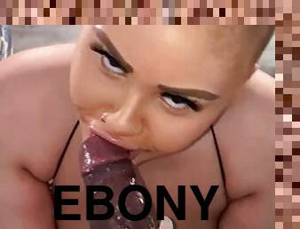 Ebony MILF with big natural tits sucks cock, I found her at hookmet. com