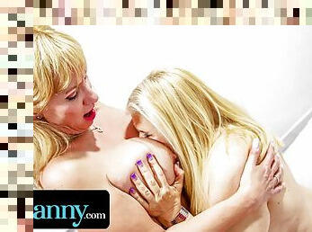 Two Mature Blonde Lesbians Fucking Strapon Sex Toy