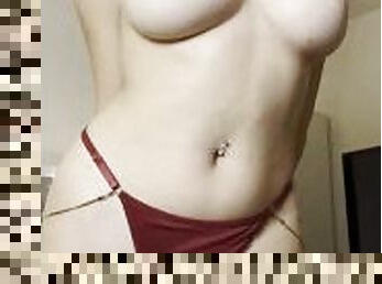 Shy 18yo girl reveals her perfect titties and strips