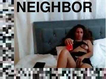 neighbor records her tits and caresses her pussy for her lover