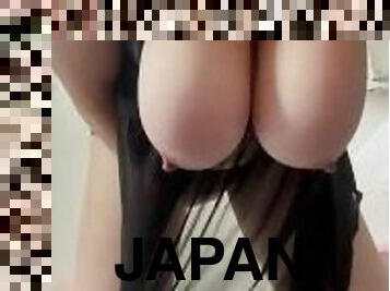 J Cup Japanese Big Tits Mature Wife Emi Masturbating while shaking her breasts in a female leopard p