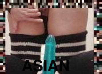 aasialainen, masturbaatio, pillu-pussy, sormettaminen, tiukka, ratsastus, dildo