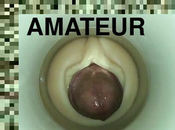 Master of masturbation, guy with sperm on camera