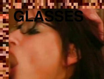 Gorgeous Latina with glasses gives blowjob