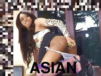 asiatisk, utendørs, shemale, amatør, hardcore, transeksuell, skjørtet, truser, alene