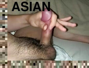 asiatisk, onani, amatør, stor-pikk, japansk, cum, alene, pikk