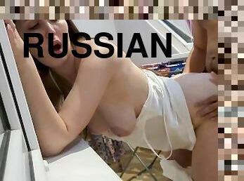 Russian housewife loves to be fed with cum. How she moans, you need to listen