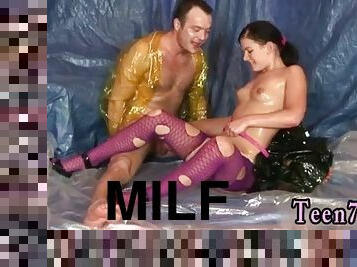 Milf handjob facial compilation Oiled up for sex