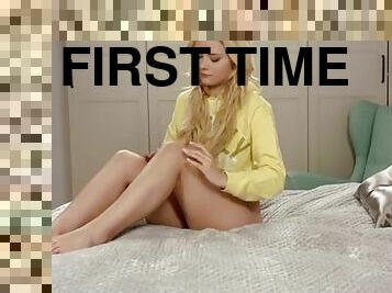 Blonde virgin watches hymen porn and masturbates