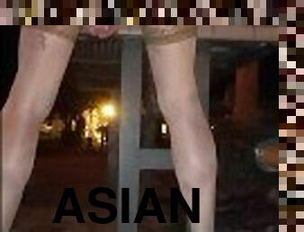 asiatisk, gammel, udendørs, offentlig, amatør, anal, moden, legetøj, dildo, ældre