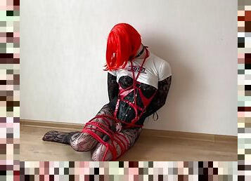 Hot sissy tied up with a vibrator